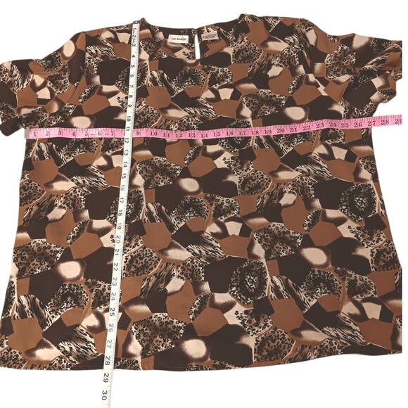 LIZ BAKER Vintage Blouse Top 2X Short Sleeves Animal Print Career Office Event - Picture 4 of 10